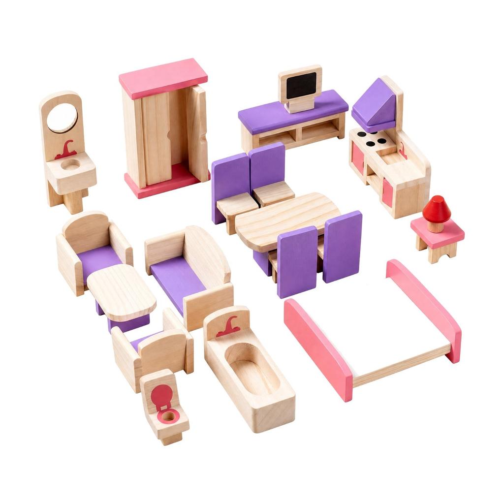 18 Pieces Miniature Dollhouse Furniture Set Realistic Toy Sturdy for Playroom