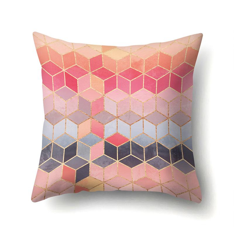 Polyester Pillow Case Decorative Geometric Home Printed Pillow Case Waist Cushion Cover Car Cushion Head Cushion Cover
