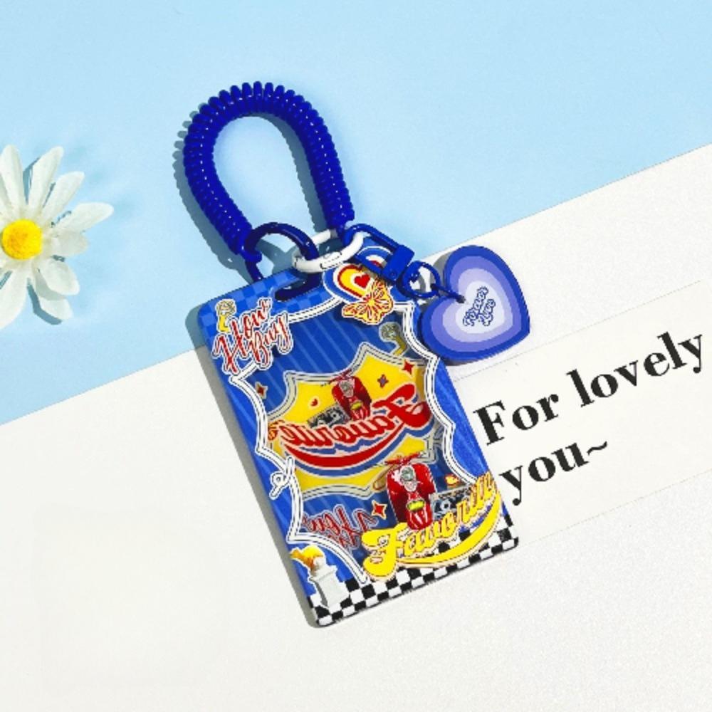 Retro Contrast Color Trend Transparent Card Holder Transparent Sliding Cover Student Campus Card Meal Card Bag ID Cover Protective Cover