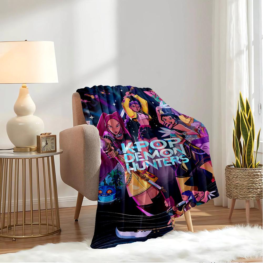 K-POP Anime Girls Group  Four Seasons Soft Warm Blanket  All-Season Thick Knit Polyester Bedspread for Bed, Camping, Travel  Perfect Gift