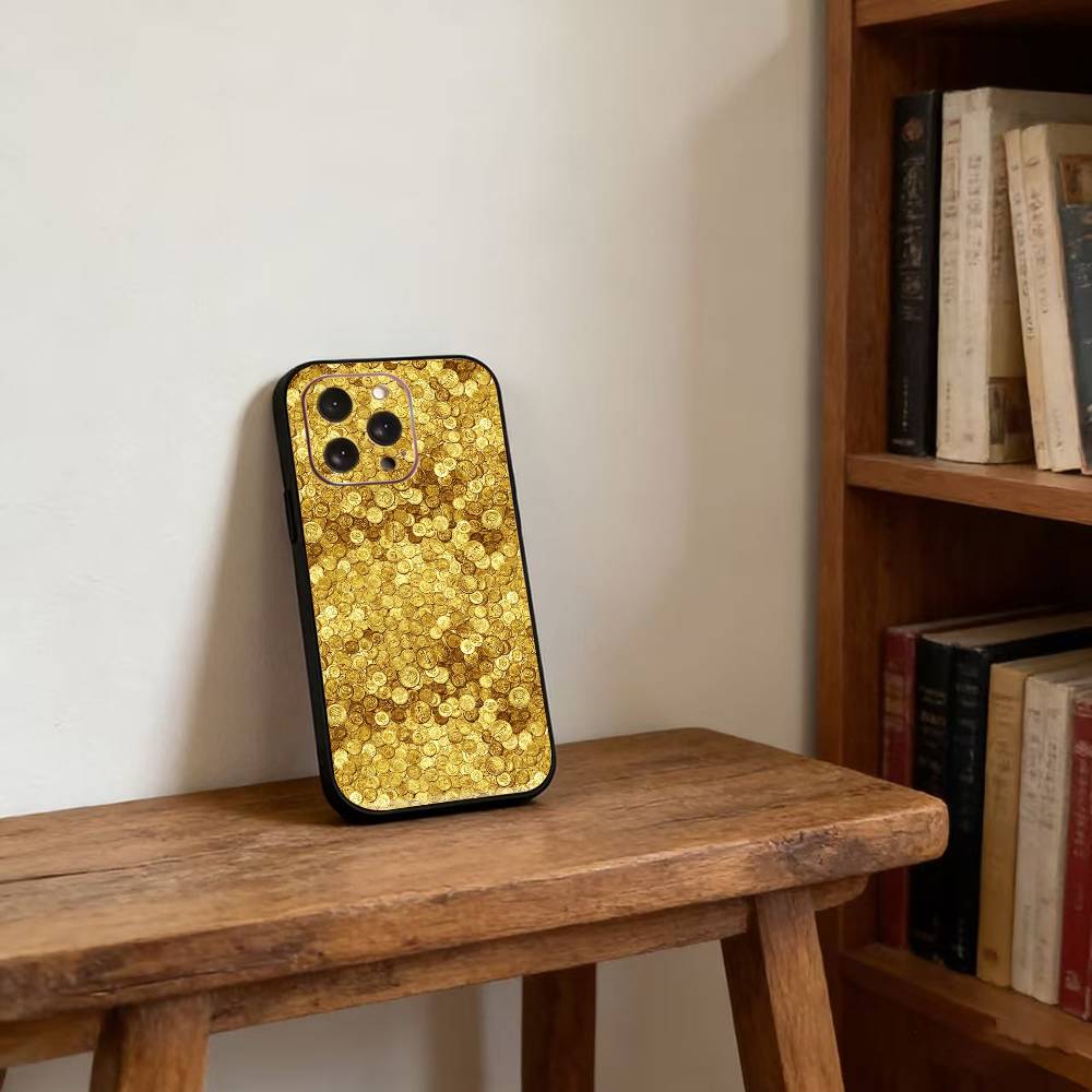 Money Gold Art Phone Case For iPhone17,16,15,14,13,12,11 Plus,Pro Magnetic For Magsafe Wireless Charging