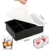 2Pcs Large Silicone Ice Cube Trays, 5cm Square & 6cm Sphere Ice Ball Maker, BPA Free, Easy Release, for Whiskey Cocktails, Black