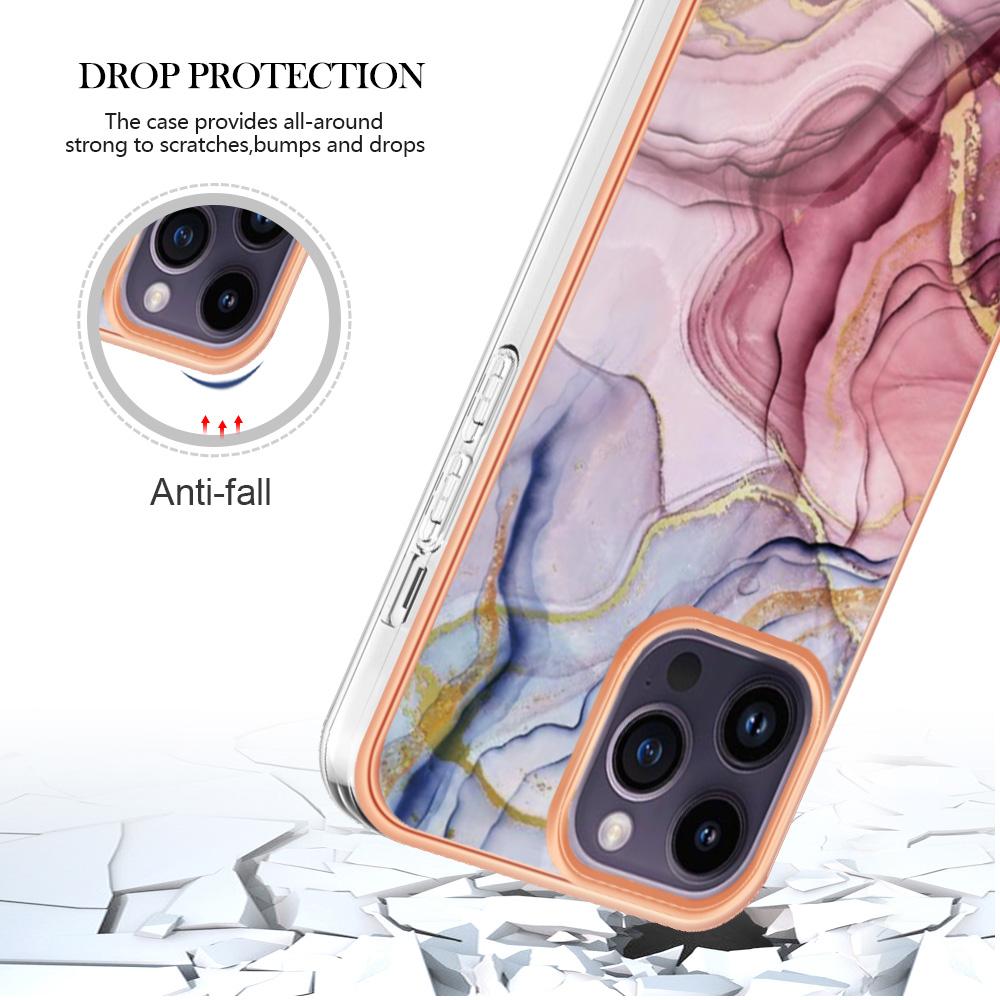 YB IMD Series-16 Style-E For iPhone 16 Pro TPU Case Marble Pattern Electroplating Phone Cover