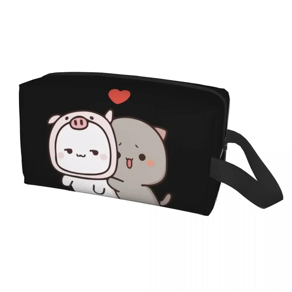 Peach And Goma Travel Cosmetic Bag for Women Kawaii Makeup Toiletry Organizer Lady Beauty Storage Dopp Kit