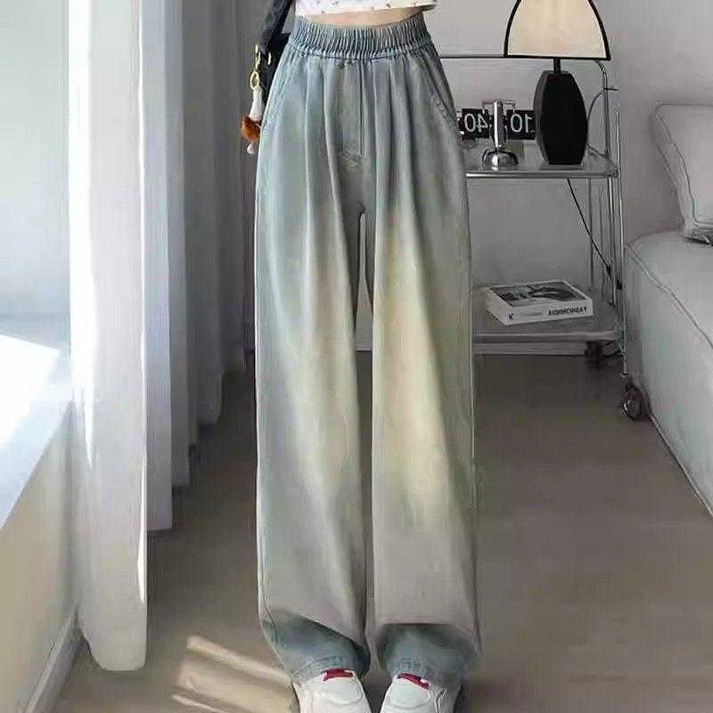 

High-Waisted Light Blue Straight-Leg Jeans - Summer 2025, New Thin Style for a Tall, Sleek Look S [80-95 kg]