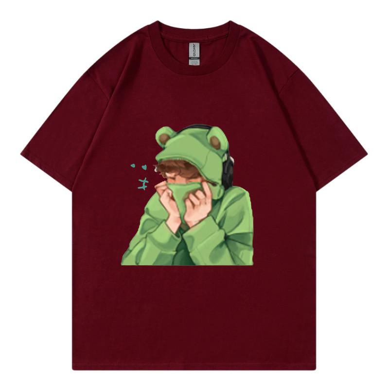 Spring and summer Unisexs and Unisexs casual loose fitting Tshirt short sleeved cartoon cute pet printed Unisexs Tshirt L