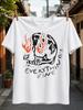 Vintage Distressed Flame Graphic Everythins Fine Grunge Letter Print Edgy Punk Rock Gothic Casual Unisex All TShirt