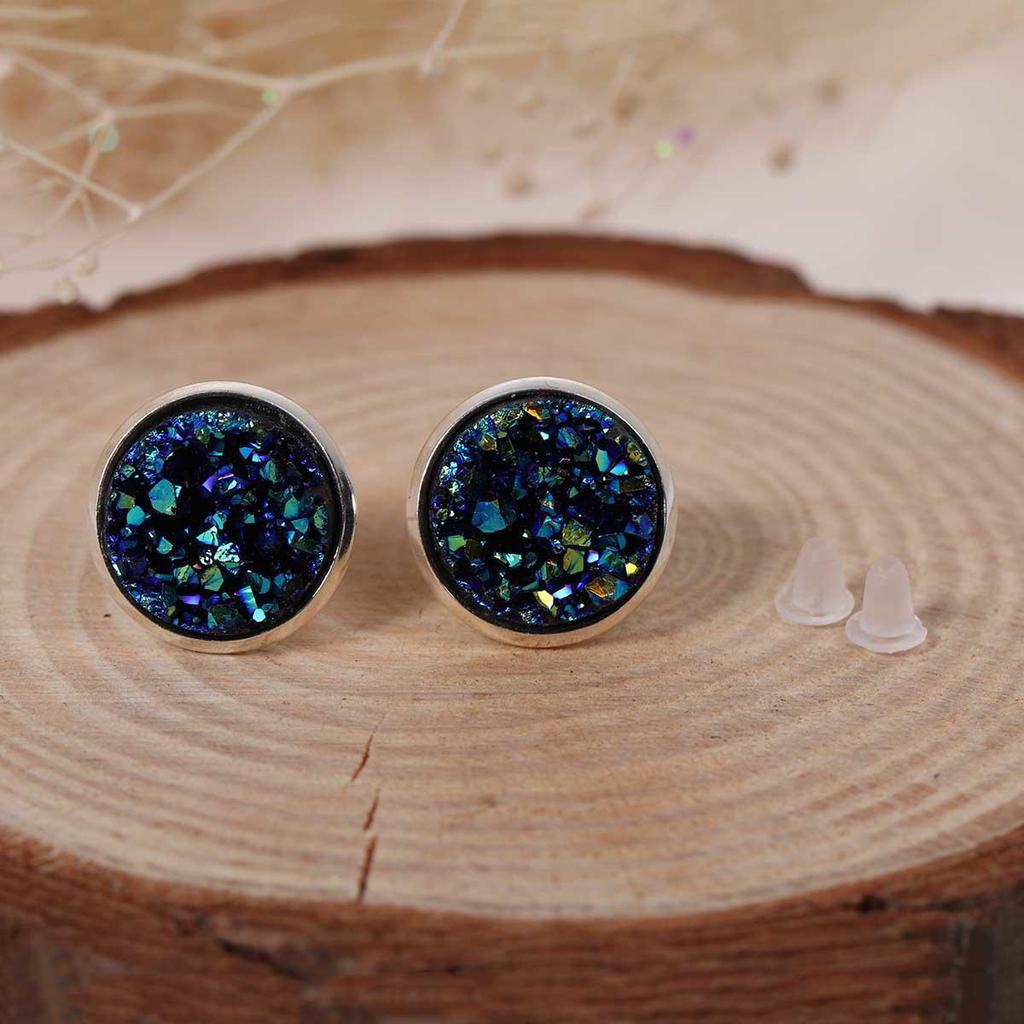 

Медные серьги-гвоздики Druzy Ear Post, круглые, королевского синего цвета AB