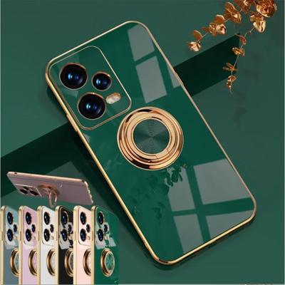 Plating Ring Holder Phone Case for Xiaomi Redmi Note 13 Pro 5G Note 13 Pro+ Plus Silicone Stand Shell Luxury Full Protection Cover