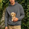 Men's Hooded Sweatshirt Loose Fit Long Sleeve with Large Front Pocket and Pet Pocket