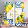 2 Stück 2D Flachdruck Fenstervorhänge Happy Birthday Zitronen Polyester Ohne Strom 0 für Klassenzimmer Büro