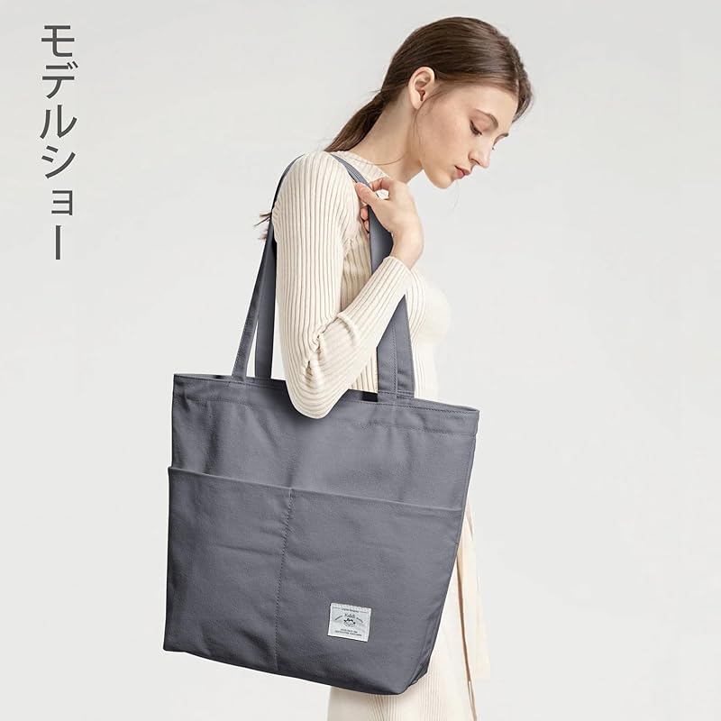[KALIDI] tote bag ladies shoulder bag large capacity shoulder bag Larger canvas tote canvas Plain color Commuting to school for travel unisex With