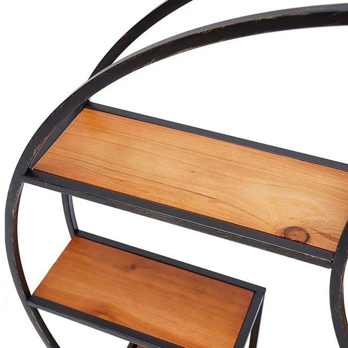 Round Wall Shelf - Divit - 6 Shelves - Diameter 68 Cm - Metal and Wood Structure
