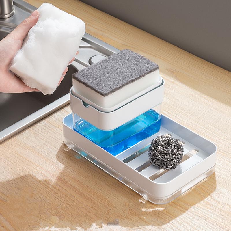 Kitchen Sink Sponge Caddy Soap Dispenser Dish Washing Sink Soap Dispenser