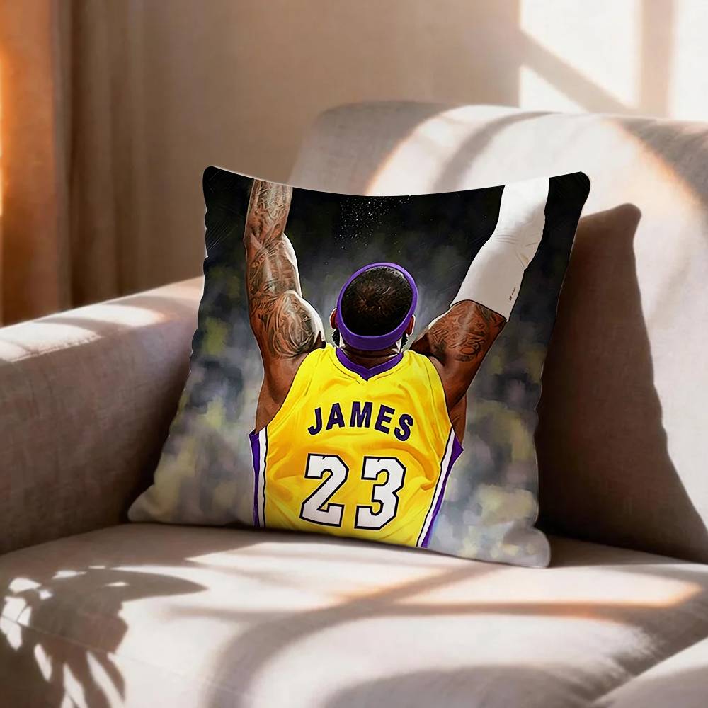 POP Basketball Player LLeBron James Pillow Case Pattern Printed Pillowcase For Living Room Sofa Cushion Cover