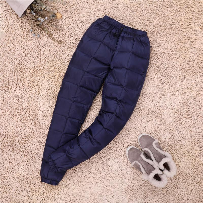 Women Men's Down Pants Winter High Waist Warm Straight Female Casual Trousers
