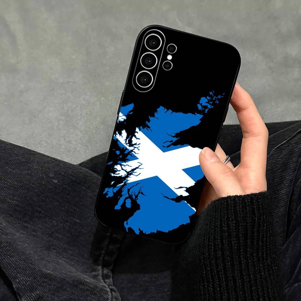 S-Scotland Scottish Flag Phone Case For Samsung S25,S24,S21,S22,S23,S30,Ultra,S20,Plus,Fe,Note,10,9,5G Black Cover