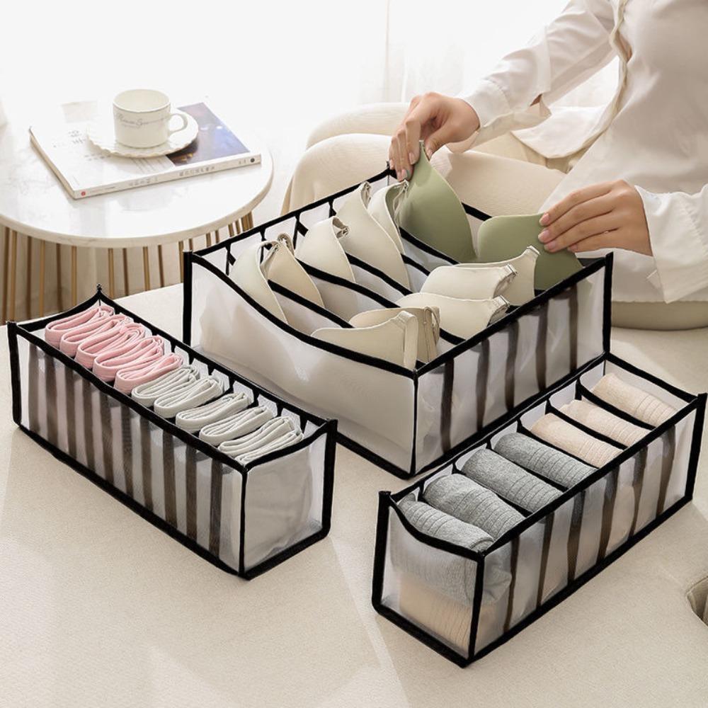 3PCS Washable Home Organization Drawer Divider Foldable Underwear Scarf Storage Pouch  Home & Living