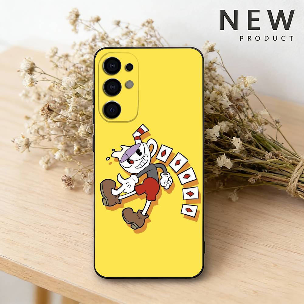 Cute CupHead And MugMan Phone Case For Samsung S26,25,24,21,22,23,30,20,Ultra,Plus,Fe,Lite Black Soft Cover