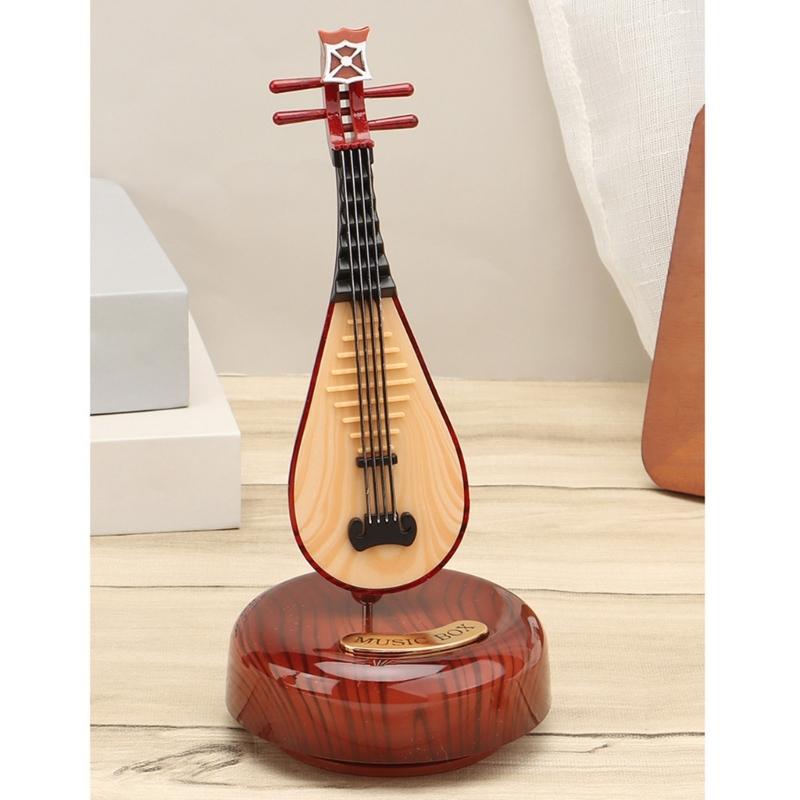 Mechanism Wind Up Musical Box Violin Music Box Miniature Musical Instrument Ornament Home Decors Creative Artware Gift