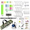 FTK 106pcs 1.8m Fishing Rod and Reel Float Lure Set Carbon Fiber Telescopic Fishing Rod  Spinning Reel for Saltwater Freshwater