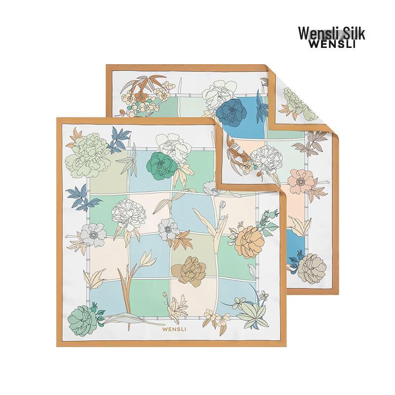 WENSLI Floating Emerald Flowing Red 100% Mulberry Silk Scarf