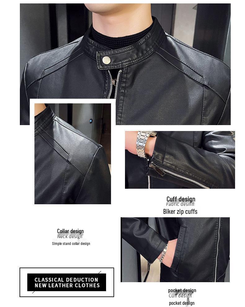 Men's Slim Casual Korean Style Leather Motorcycle Jacket