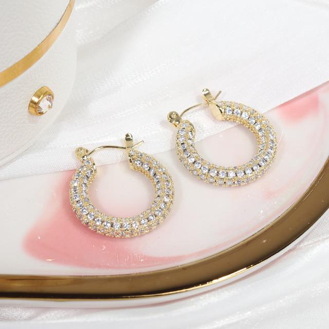 Creative Simple Design Lock Square Earring 14K Real Gold Exquisite Copper Inlaid Zircon Women Earrings Jewelry