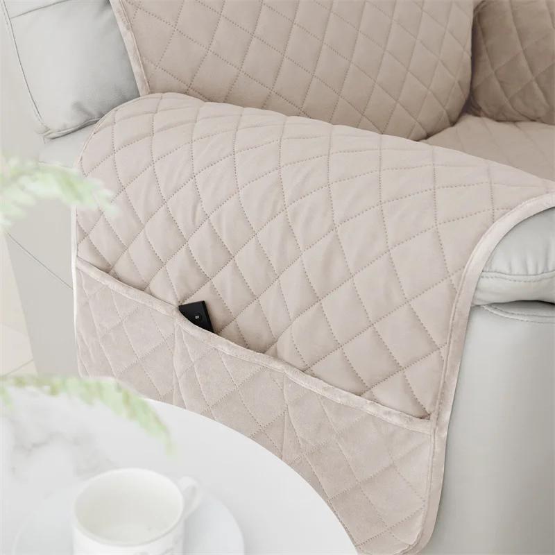 1 Seat Solid Color Recliner Cover Non-Slip Armchair Slipcover with Elastic Strap Sofa Couch Furniture Protector Decor for Home