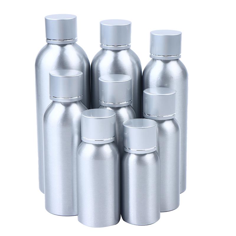 Nowa Aluminiowa Butelka 50/60/100/120/150/200/250ML Z Nakrętką Kosmetyczne Wielokrotnego Użycia Srebrna Nakrętka Aluminiowy Pojemnik Butelka Podróżna