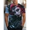Gothic Witch Cat Men'S 3D Printed T-Shirt, Vibrant Round Neck And Short Sleeves, Summer Outing,