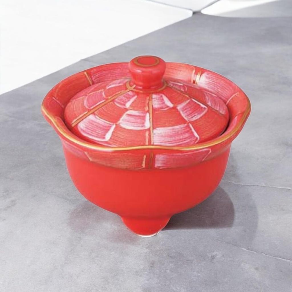 Takumifu Arita Ware 8cm Side Plate, Red Banana Flower Shape, Lidded Container, Delicacy, Made in Japan