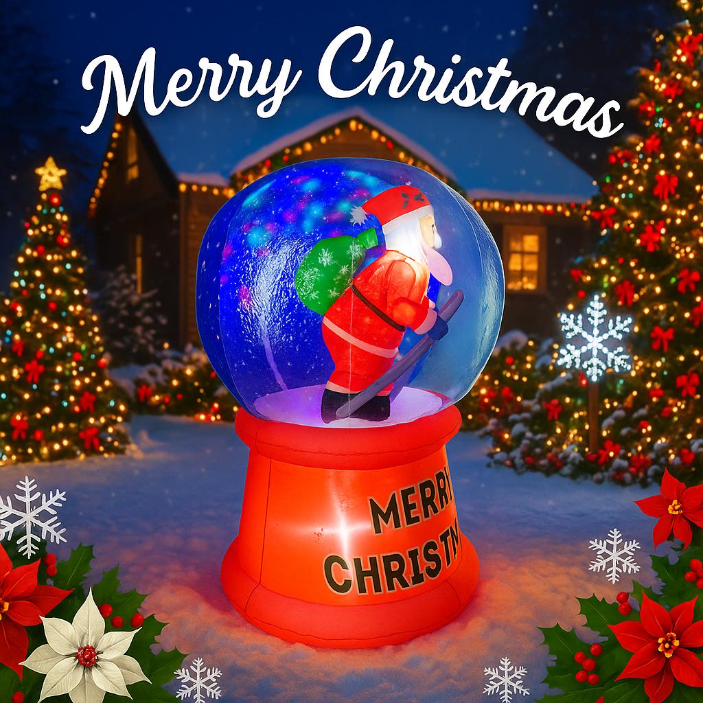 5.9FT LED Light Inflatable Xmas Yard Decor Santa Snow Globe Model Christmas Decoration Gifts Toy Supplies Ornaments Home Decor