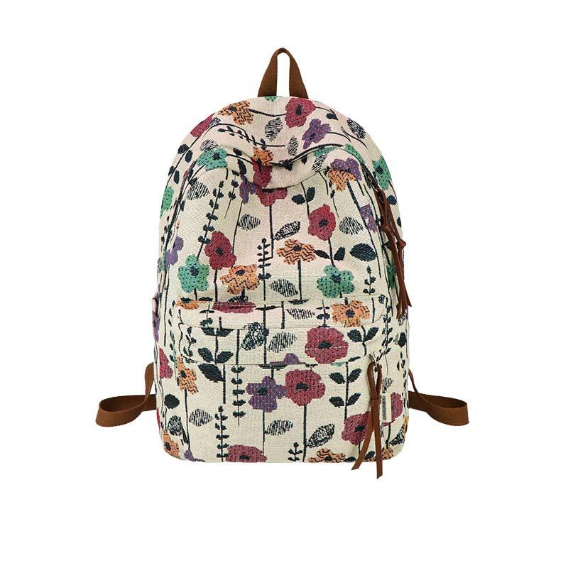 Schoolbag New Retro Floral Schoolbag High Value Travel Leisure Backpack Student Leisure Versatile Girl Large Capacity Backpack