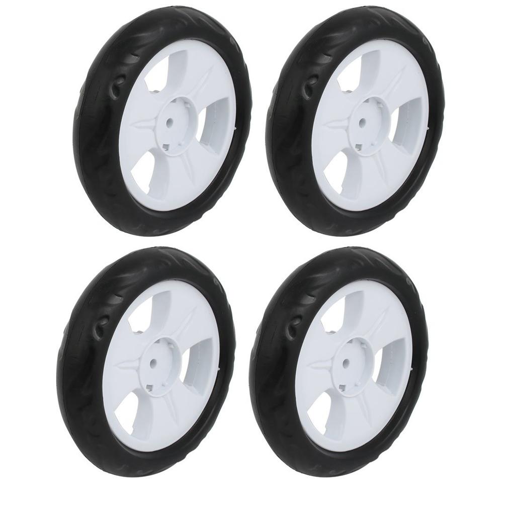 Uxcell White Plastic Wheels with Tires, 140mm Diameter, 6x22mm, Pack of 4