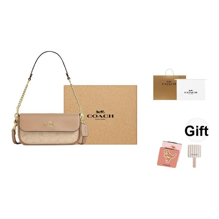 Coach Bolso de Hombro Hailey 20 Estampado Signature Lona Recubierta Y Cuero Mujer bolso de hombro Marrón Natural CAN94-IMLG6