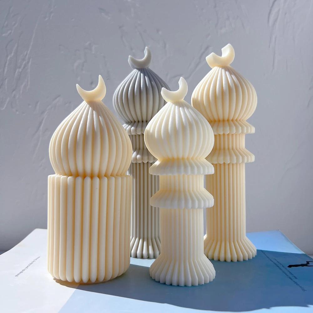 ديكور رمضان شمعة عمود قالب سيليكون إسلامي مسلم قالب شمعة عمود شمع الصويا ديكور عيد مبارك رمضان