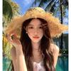Lafite Large Brim Straw Hat Seaside Beach Hat Summer Hollow Straw Hat Sun Protection Shade Sun Hat Women