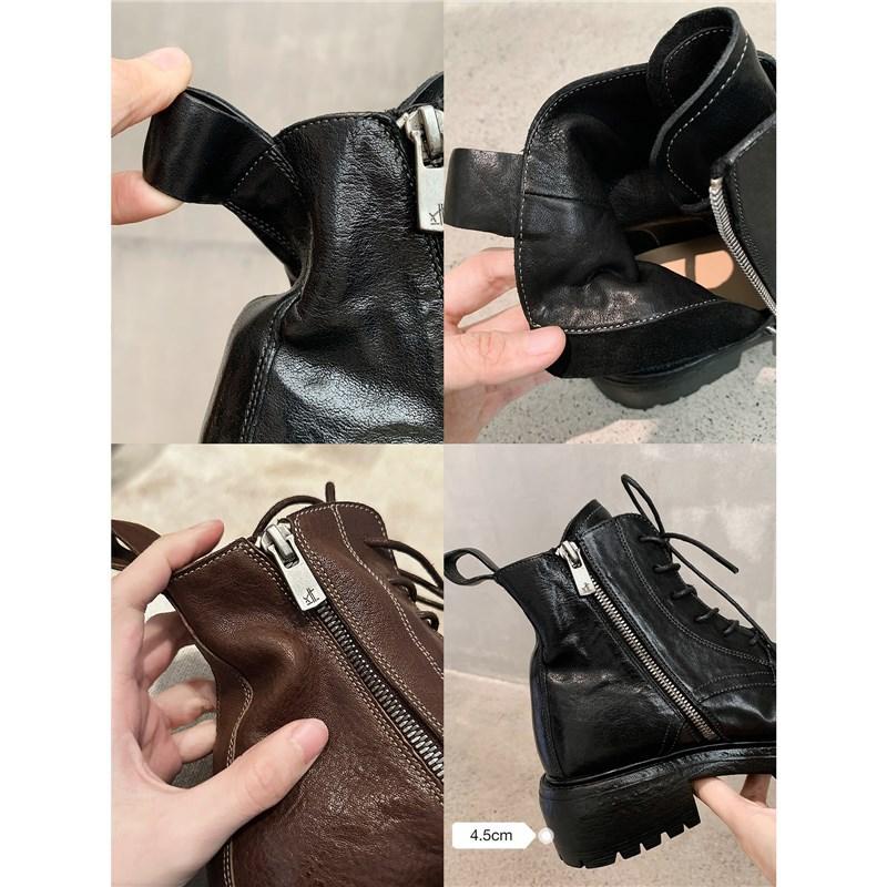 Traubenfarbene Damen-Retro-Lokomotiv-Kurzstiefel mit Schnalle, runder Zehenpartie, dicker Sohle und erhöhendem mittelhohem Schaft sind vielseitig für Mädchen in au.