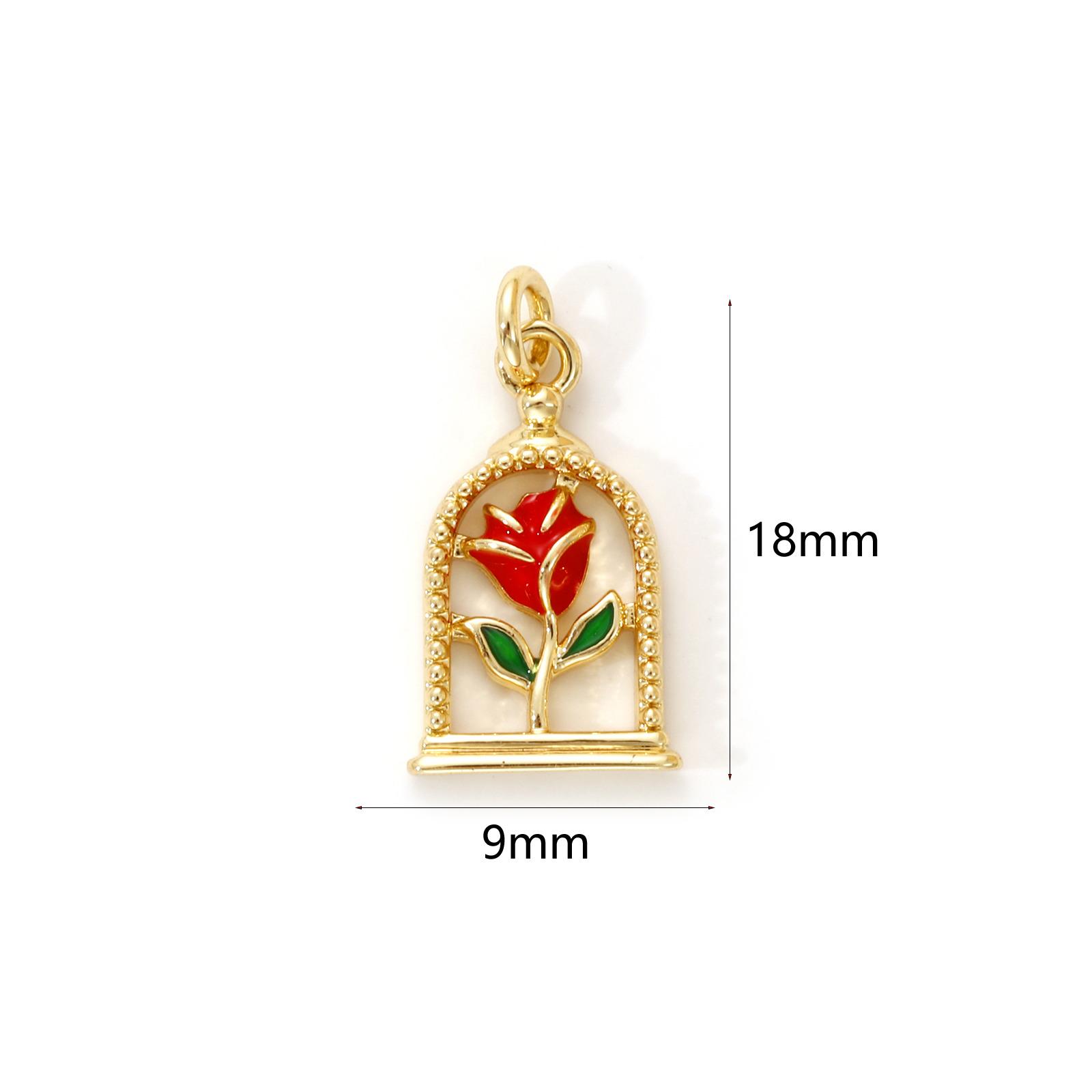 

2 PCs Brass Charms 18K Gold Plated Enamel Lip Hot Air Balloon ladybug Leaf Kitty Pendants For DIY Necklace Jewelry Making