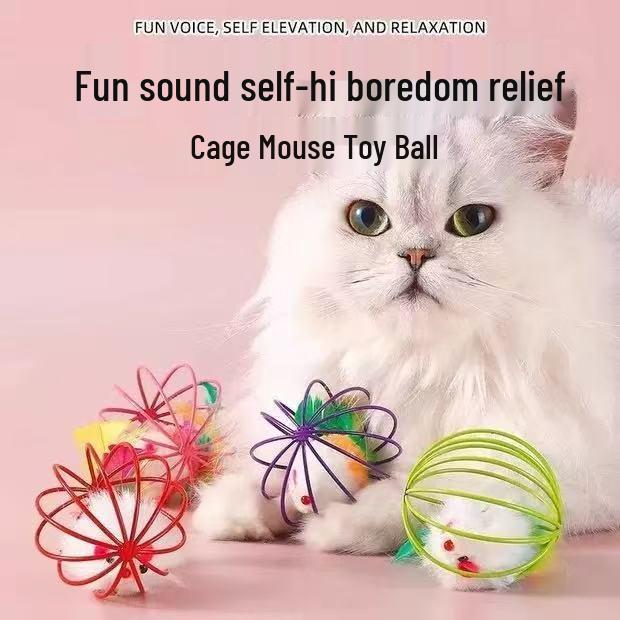 Colorful Feather Teaser Wand: Interactive Cat Toy with Chewable Plush Mouse for Self-Play and Boredom Relief