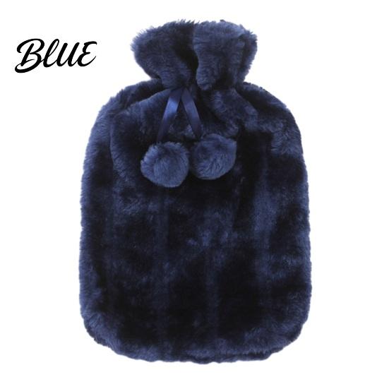 Period Pain Relief Hot Water Bag 2L Bottle with Plush Cover, Pompom Drawstring Explosion Proof Bag, Winter Warm for Hands, Feet, Stomach Reusable