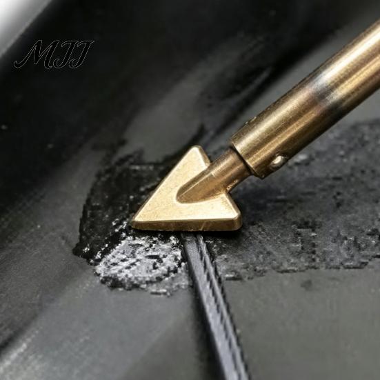 Car Bumper Repair Tool Triangular Copper Soldering Tip for Plastic Welding, Flat Iron Replacement Heat Efficient with Hole, Smoothing Repair,