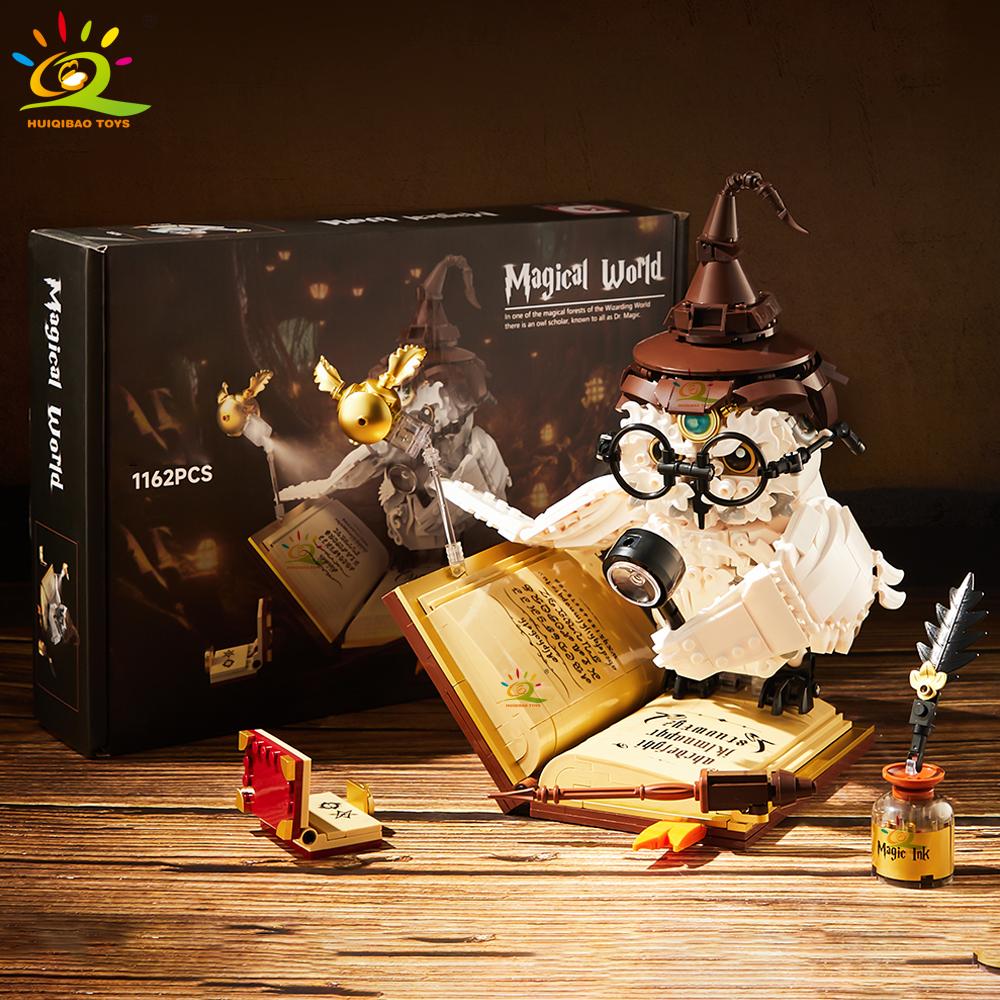MOC Owl Doctor Magic Book with Lights Building Blocks Bricks Animal Models Boys Assembly Toys Kid DIY Home Desk Decor