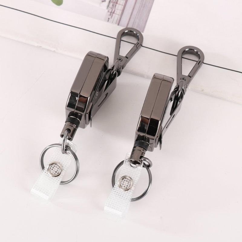 AntiCorrosion Alloy Keychain Retractable Square Hook Carabiner Badges Holder for Easy Item Retrieval in Work Travel Home