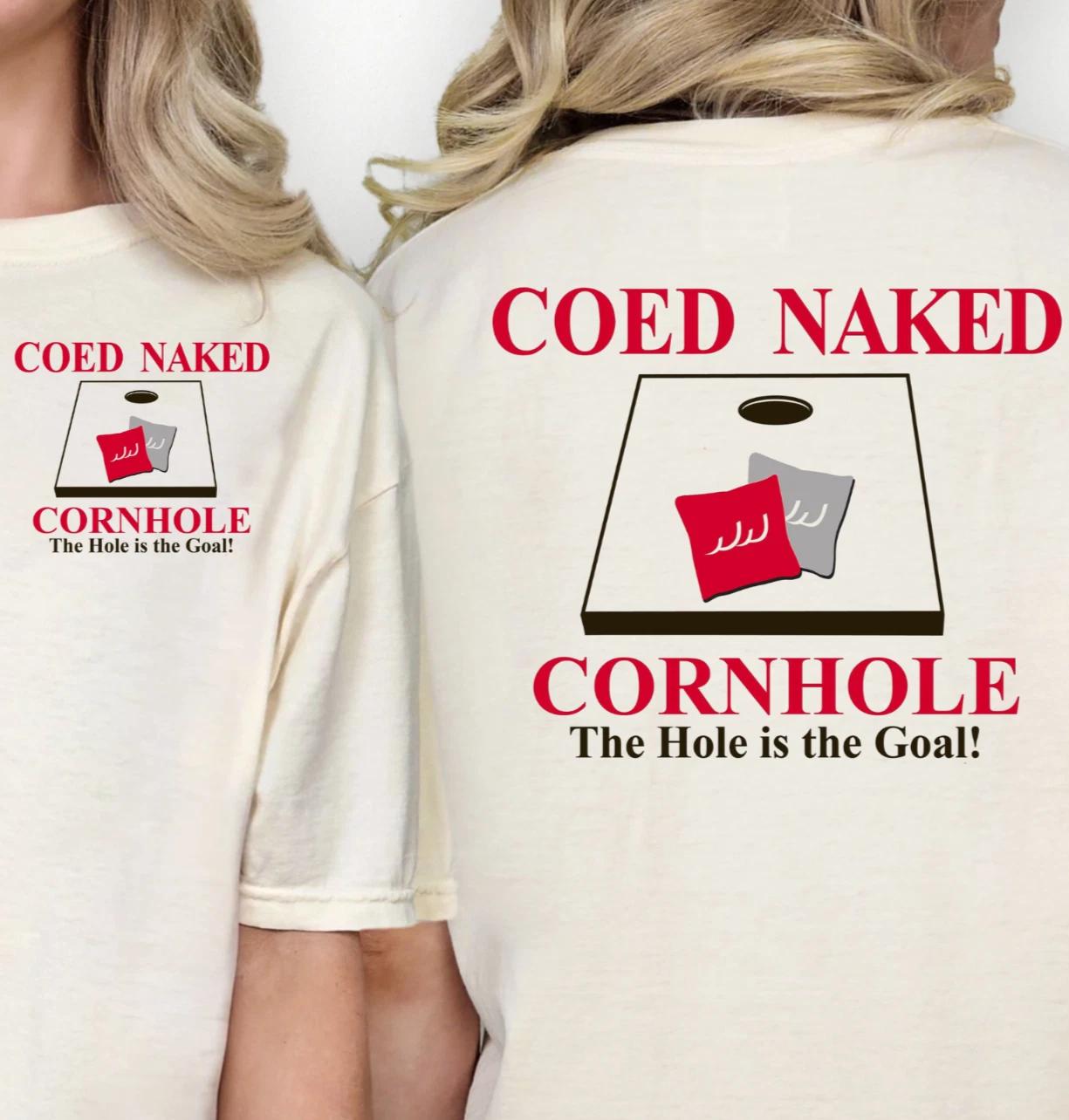 Coed Naked Cornhole T-shirt | Outdoor Activities Tee, Nudist and Naturist Shirt S