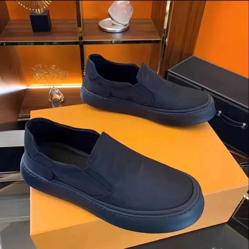2025 Canvas Shoes for Men Black Loafers Men Casual Shoes Comfortable Walking Flat Men's Shoes Non-Slip Soft Moccasins Footwear