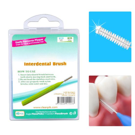 Yousheng 40Pcs/Box Interproximal Brush Safe Ergonomic Stainless Steel Wire Health Care Interdental Brush for Home