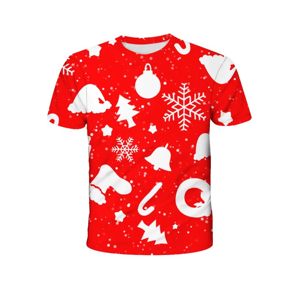 Kids Clothes Funny 3D Merry Christmas Print T Shirt Casual Short Sleeve T Shirts for Boys Girls 2-10Y Xmas Gift for Children Top