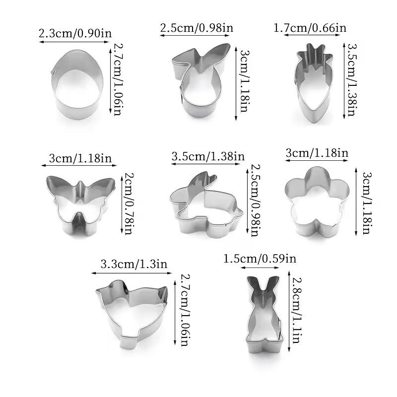 Stainless Steel Easter Cookie Cutter Set, 10-Piece Baking & Fruit Molds